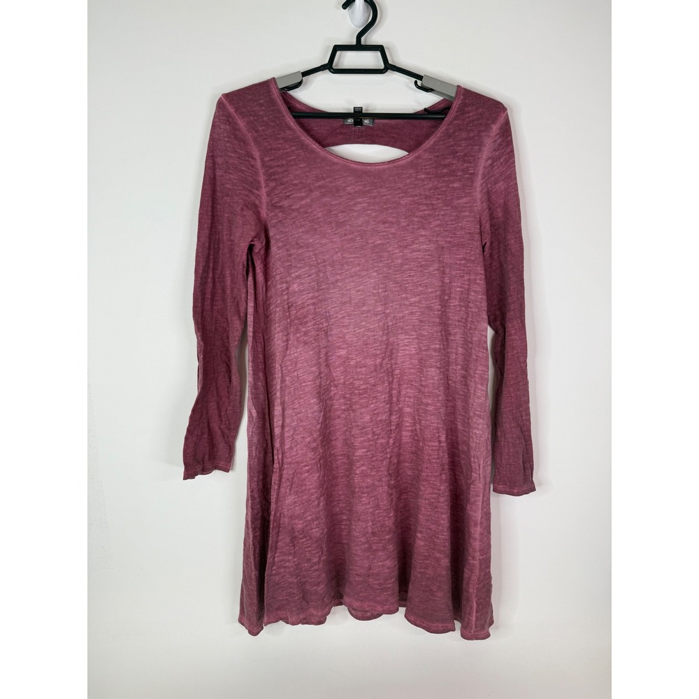 Billabong Knit Dress Women's Medium Long Sleeve Open Back Slub Tunic Purple